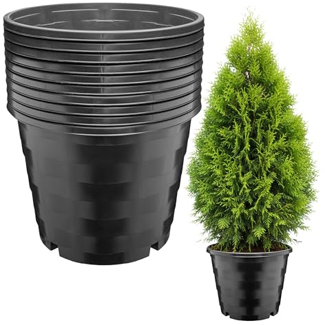 Garronda Maceta Cuadrada de plástico Ø39 x 31 cm (25 L) Set de 10 con Orificios de Drenaje Maceta Resistente para jardín Invernadero balcón Cultivo Interior y Exterior Negro GD-0205