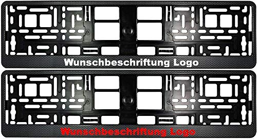 2 Stück Kennzeichenhalter CARBON mit Wunschtext Beschriftung Werbung bedruckt