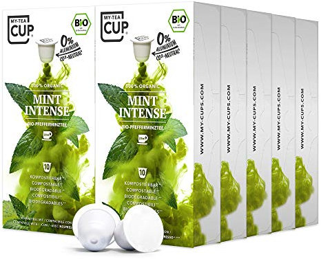 My Tea Cup - TEEKAPSELN MINT INTENSE 10 x 10 BIO-PFEFFERMINZTEE für Nespresso®³-Kapselmaschinen I 100% industriell kompostierbar & nachhaltig – 0% Aluminium…