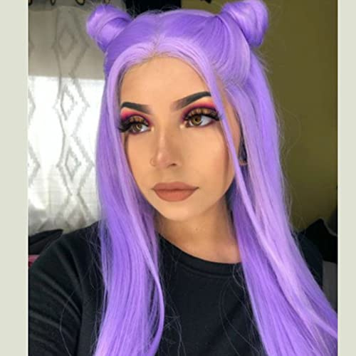 Peinado Pelucas Delanteras De Encaje Sintético Púrpura para Las Mujeres Mejor Lila Larga Peluca De Encaje Púrpura con Parte Libre Lavanda Cosplay Drag Queen Peluca 24 pulgadas