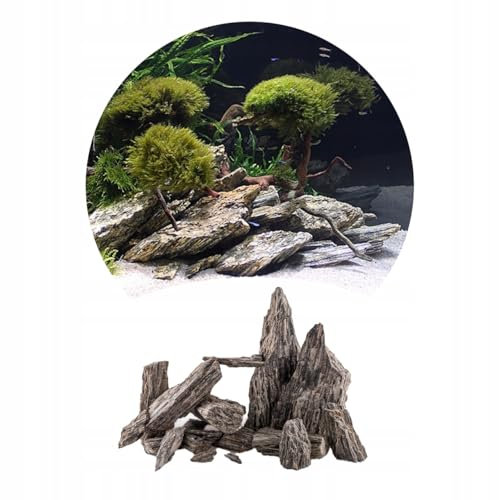 Aquarium Stones Fish Tank Rocks Natural Decoration - Redy Set - Perfect for Aquacaping Caves Shelters - Improves Water Parameters (2kg (30cm Set), Wood Stone)
