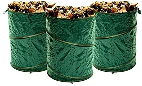VABIONO Gartensäcke Popup Gartentasche 3-6 Stück à 130 ltr Laubsack Gartenabfallsack (3er Set)