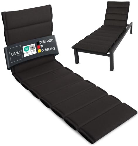 LILENO HOME Sonnenliege Auflage als [1er Set - Rollliege] in Anthrazit - Gartenliegen perfekt für Strandliege - Polster Auflage für Gartenliege (200x60x4,5cm)