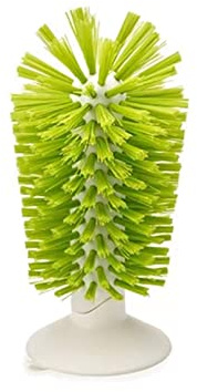 Comsnows 1PCS Glass Cleaning Brush with Suction Cup, Kitchen Bottle and Wine Cup Cleaner, Stable Washing for Cups, Mugs, Decanters and Jugs, Green
