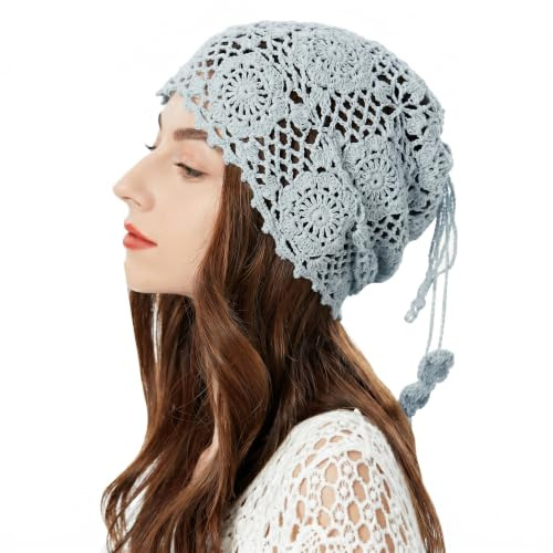 ZLYC Damen Sommer Strickmützen Handgemacht Häkelmütze Slouch Beanie Mütze | Baumwolle Atmungsaktives
