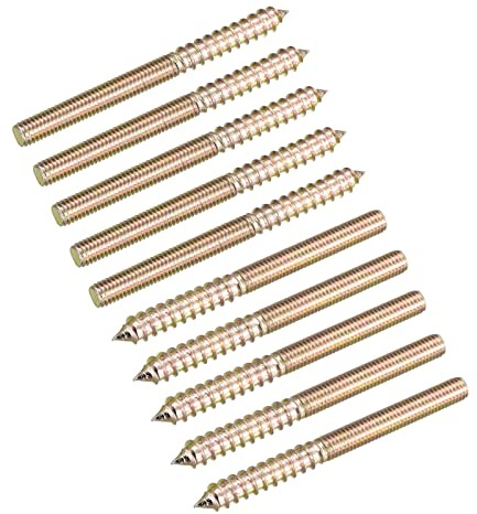 sourcing map M6x70mm Hanger Bolts, 12pcs Double Ended Thread Dowel Screws for Wood Furniture