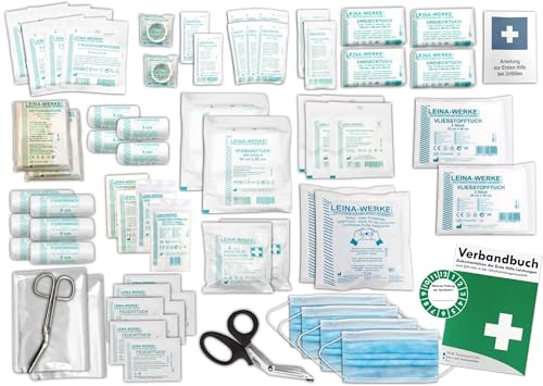Komplett-Set Erste-Hilfe nach aktueller DIN/EN 13 169 für Betriebe inkl. Verbandbuch -DSGVO-konform-