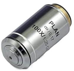 Aurorad Silber Biologisches Mikroskop 4X 10X 20X 40X 100X Infinity Plan Objektiv RMS Gewinde for Olympus Mikroskop (Color : 100X)