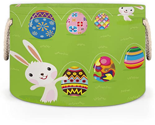 OKCELL - Happy Easter Hase Eier - Osterkorb Aufbewahrungskörbe - Personalisierte Osterkörbe für Kinder leer mit Griff