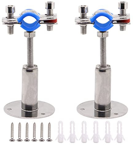 BENLIUDH Rohrschellen Wandhalterung, Edelstahl-Deckenhalterung, Rohrstützen, verstellbare Höhe, Rohrbandklemme mit Schrauben, 2 Stück (passend für 15–19 mm)