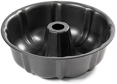 MGE - Stampo Ciambellone - Stampo Ciambella Antiaderente con Tubo - Teglia Ciambellone - Stampo per Torte - Teglia Ciambella da Forno in Acciaio con Rivestimento Antiaderente - 25,5 cm