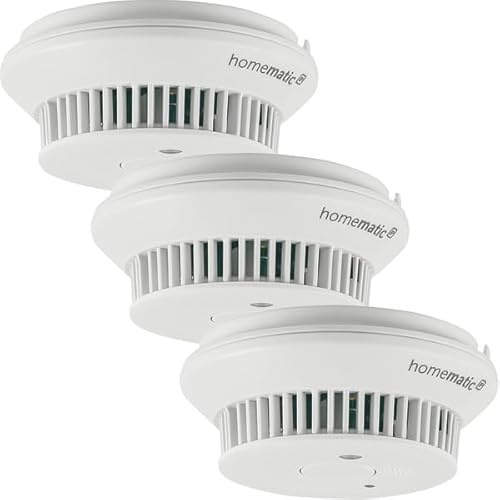 Homematic IP Smart Home 3er-Set Rauchwarnmelder mit Q-Label, Rauchmelder alarmiert lokal über die Sirene und per Push-Benachrichtigung in der Smartphone-App, integrierte LED-Notbeleuchtung