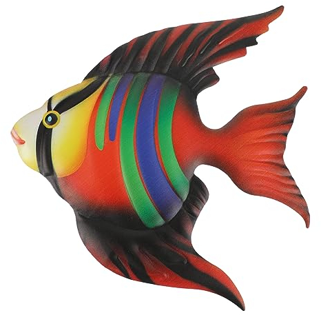 Garneck Fisch Wandornament aus Schmiedeeisen Metall Wanddekoration Innen Außen Vielseitig Hängend mit Fischmotiv für Wohnzimmer Büro