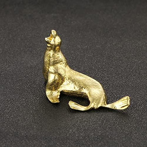 Messingdekor, 4,5 x 3 cm, antikes reines Messing, Seelöwe, Kupfer, Ornament, antikes Kupfer, Heimdekoration, Desktop-Briefbeschwerer, Bastel-Kollektion, Gold