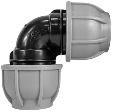 MDPE Compression Connector Fittings 20mm LDPE Water Pipe Elbow Valve Straight (Elbow 20mm-20mm)