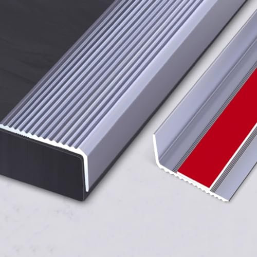 NILZA Selbstklebend Treppenkantenprofil Winkelprofil Laminat Treppenprofil Aluminium Abschlussprofil 90cm Stufenkantenprofil rutschfeste (Color : Iron g, Size : W4.5xH2.3cm)