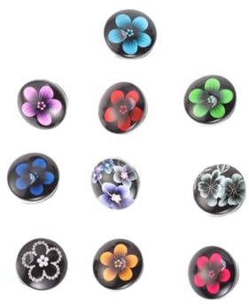 NUOBESTY 10pcs 18mm Mixed Style Snap Button Charms Glass Material Unique Patterns for DIY Jewelry Bracelet Making