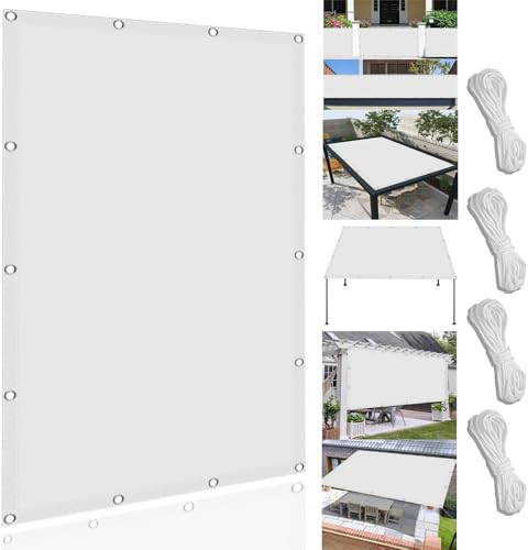Sonnenschutz Markise 190 x 420 cm,(Nach Mass) Markisenstoff 98% Uv Schutz Wasserabweisend, Beschattungsnetz für Pergola im Freien,Für Balkon Garten, Weiß