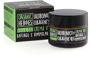 Organic Heroes | Crema Viso Biologica da 50 ml, Antiage con Acido Ialuronico e Collagene Vegetale, Idratante, Rimpolpante e Levigante, Naturale e Vegana (Ialuronico + Collagene vegetale)
