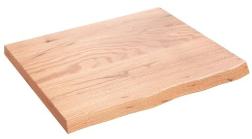 Makastle Waschtischplatte Holzbohlen Ideal für Aufsatzwaschbecken, Tischplatte Holzplatte Baumkanten-Platte für Heimwerker, Arbeitsplatten, Hellbraun 60x50x2 cm Massivholz Behandelt