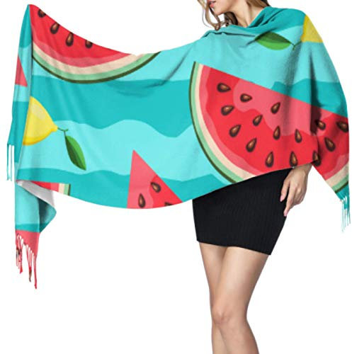 Zdlwaisw Cool Sour Sommerschal für Mädchen, Damen, niedlich, modisch, Zitronengelb, 196 x 68 cm, groß, weich, Pashmina, extra warm, Siehe Abbildung, Einheitsgröße
