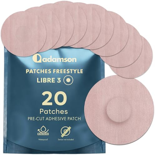 Protection Capteur Diabete - 20 x Patch Freestyle Libre 3 - Durable, Sans Colle au Centre, Non Irritant, Facile à Appliquer et à Retirer - Pour le Sport et le Quotidien - Beige
