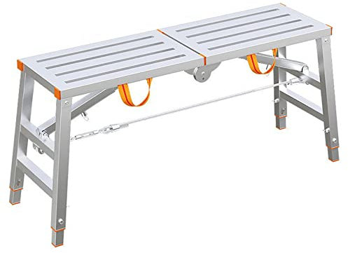 DSeenLeap Torre di ponteggi Ponteggi Scala Pieghevole Multiuso Piattaforma di Lavoro Addensamento per Decorare e rifinire cavalletti (Argento 11,81 X 62,99 Pollici)