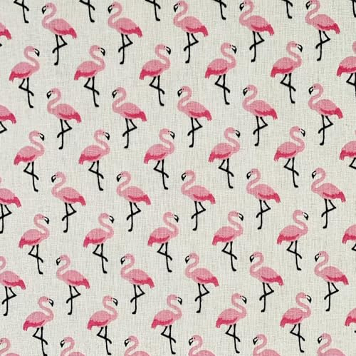 Stoff Meterware Werthers Stoffe Flamingo creme pink Baumwollstoff