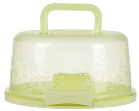 Kuchen Transportbox Rund mit Deckel und Tragbarer Tragegriff Kuchenbehälter Lang 26 cm Höhe 12 cm Tortentransportbox Transparent Plastic Tortenbehälter Modern Tortenplatte für Torte Muffins (B)