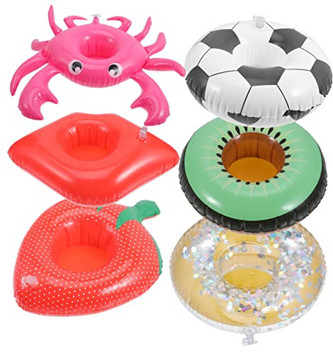 Yardwe 6piezas Portavasos Inflable para Piscina Juguetes De Baño Portavasos Inflable Lindo Flotador De Bebidas para Fiestas De Verano Soporte para Bebidas Piscina Color Divertido