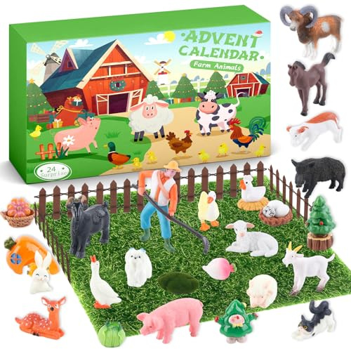 Calendario Dell'Avvento 2025 per Bambini, Calendario Dell'Avvento Della Fattoria, un Regalo Prima di Natale, con 17 Animali Della Fattoria, Supporta L'Educazione Della Prima Infanzia