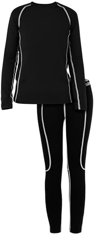 Ruisita Biancheria intima termica da sci per bambini, set di biancheria intima sportiva funzionale per ragazzi e ragazze, traspirante, per calcio, biancheria intima termica invernale, pantaloni