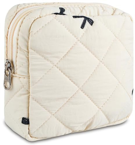 KEWUF Tampon Aufbewahrung Binden Hygienebeutel für Damenbinden Aufbewahrungstasche Perioden Tasche mit Reißverschluss Organizer Stilleinlagen für Damen Mädchen(beige)