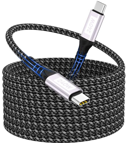 USB C auf USB C Kabel,5m 240W Typ C Schnellladekabel PD 5A Nylon Ladekabel USB-C Aufladekabel für Phone 17/16/15 Pro Max/Pro/Plus,Samsung Galaxy S24/S23/S22,MacBook Pro/Air,Pad,Huawei,Pixel