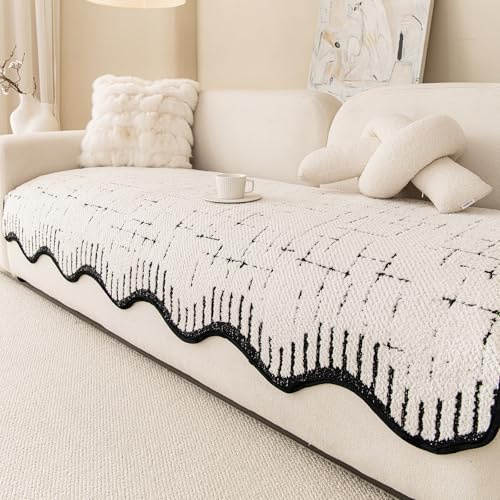 SHANNA Pet Sofa Cover Washable, Soft Thick Sofa Cover 2 3 4 Seater, L Shape Corner Couch Protector for Dogs, Non-Slip Settee Covers Furniture Slipcovers (Beige, 70x90cm)