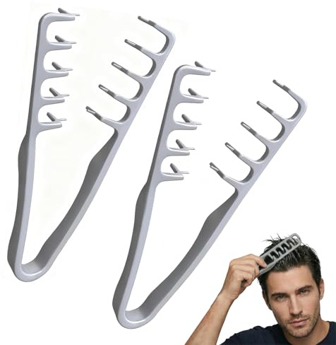 2 Piezas Peine Texturizador, Peine Voluminizador De Dientes Anchos Hombre, Herramienta para dar Volumen a las Raíces, Para Peinar El Cabello