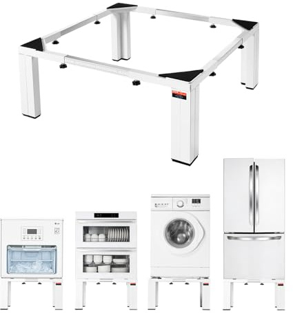 VEVOR Socle Lave Linge de Hauteur 30 cm Support Machine à Laver Charge 544 kg Rehausseur pour Sèche-linge Réfrigérateur Compact Buanderie, 47,5-78,5 cm, en Acier Robuste, Pieds Antidérapants, Blanc