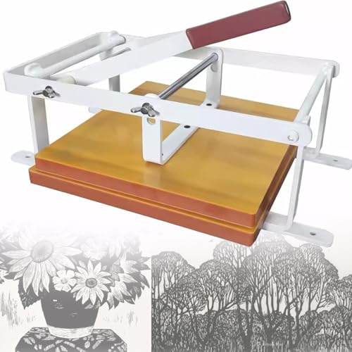 simprueH Linoleum Press,Flatbed printmaking Machine, Height Adjustment, Manual Lever Press, Plate Size 12x12 Inch, for Press Woodblock Ink