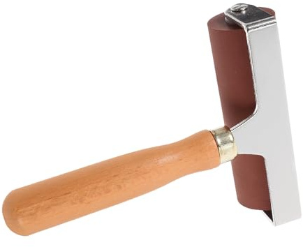 PACKOVE Rullo Brayer in Gomma 10 Cm Impugnatura in Legno e Metallo, Rullo per Stampa e Inchiostro Fai da Te, Strumenti per Pittura Artigianale e Lavori Creativi