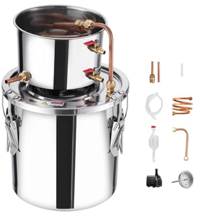 HIJYMNZPQ Destilador De Alcohol Agua Acero Inoxidable con Bobina Cobre Kit Fermentación Refinación Elaboración Casera ElaboracióN De Cerveza AutéNtica(8 Gallon)