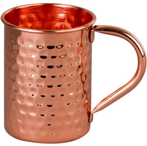 Ericetion Hand Hammered Copper Moscow Mule Mug 400ml, Solid Copper Cup for Iced Coffee Cocktails Chilled Drinks