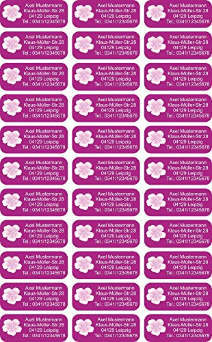 INDIGOS UG Namensaufkleber Kinder Schule - 56x23 mm - Adressetiketten selbstklebend - 081 - Blume - 99 Sticker Adressaufkleber personalisiert - Ordner, Bücher, Hefte, Briefumschläge
