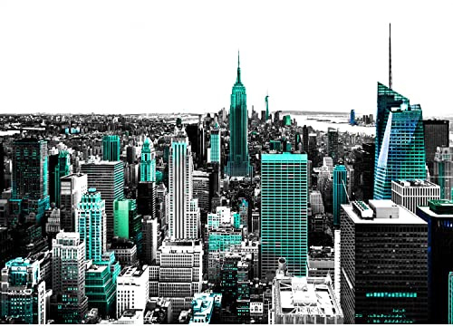 Runa Art Fototapete New York 352 x 250 cm Vlies Tapeten XXL Moderne Wandtapete Wohnzimmer Schlafzimmer Türkis Schwarz 9202011b