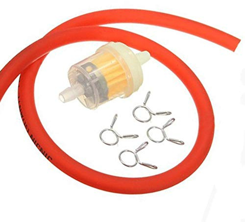 Aofocy 6mm Essence Filtre + Tuyau De Tuyau D'essence Ligne + 4 Clips Mini pour Moto Scooter Dirt Bike Rouge Haute Qualité