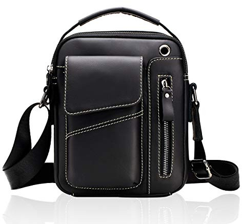 MANNUOSI Herren Schultertaschen Freizeit Fashion Echtleder Crossbody Tasche