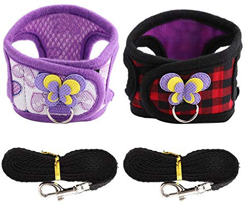 Pettorina per Criceti e Scoiattoli Taglia S, Guinzaglio Incluso, Design a Quadri Rossi o Cuori Viola, Tessuto Traspirante per Passeggiate all Aperto e Gioco in Sicurezza per Picco