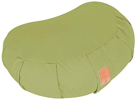 GORILLA SPORTS® yogakudde halvmåne sitthöjd 19 cm grön - meditationskudde med tvättbart bomullsöverdrag och ekologisk speltfyllning