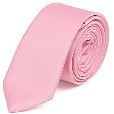 DWOY Corbata para hombre y mujer, color liso, delgada, 6 cm, rosa, Taille unique