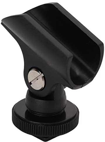 Dpofirs 1,95 cm Mikrofon-Clip-Halter Kunststoff-Mikrofon-Clip-Ständer mit Blitzschuh und 1/4 Zoll Schraubenloch für DSLR-Kamera