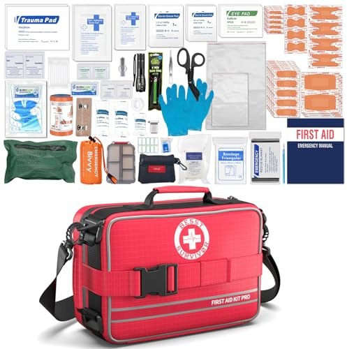 Besst Survivor Comprehensive First Aid Kits- Advanced Trauma Kits with Labeled Compartments, Large Emergencies Medical Kits for Car, Home, Camping and Outdoor Emergencies -324Piece Set